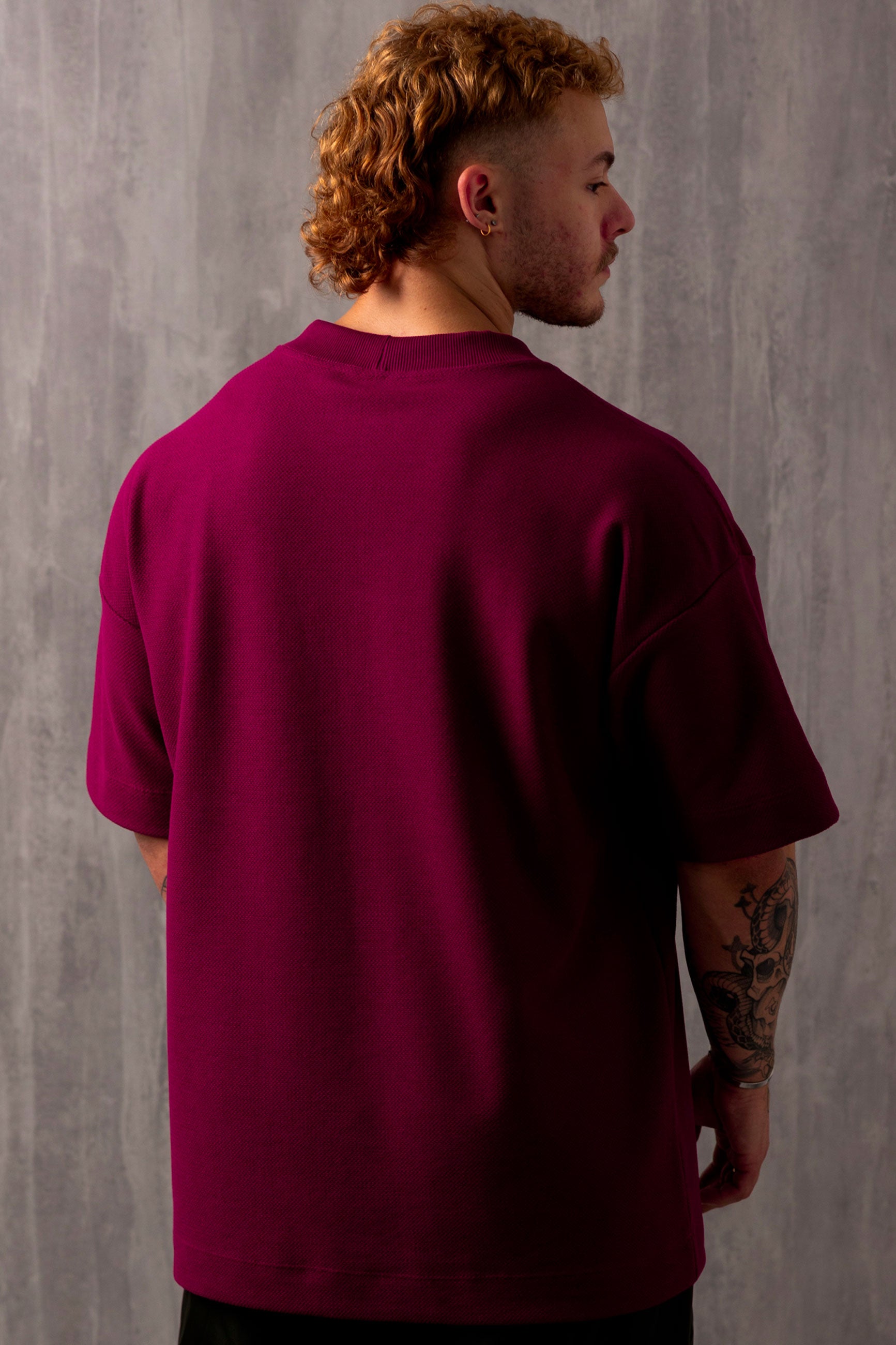 Camiseta Oversized Texturizada - Bordo