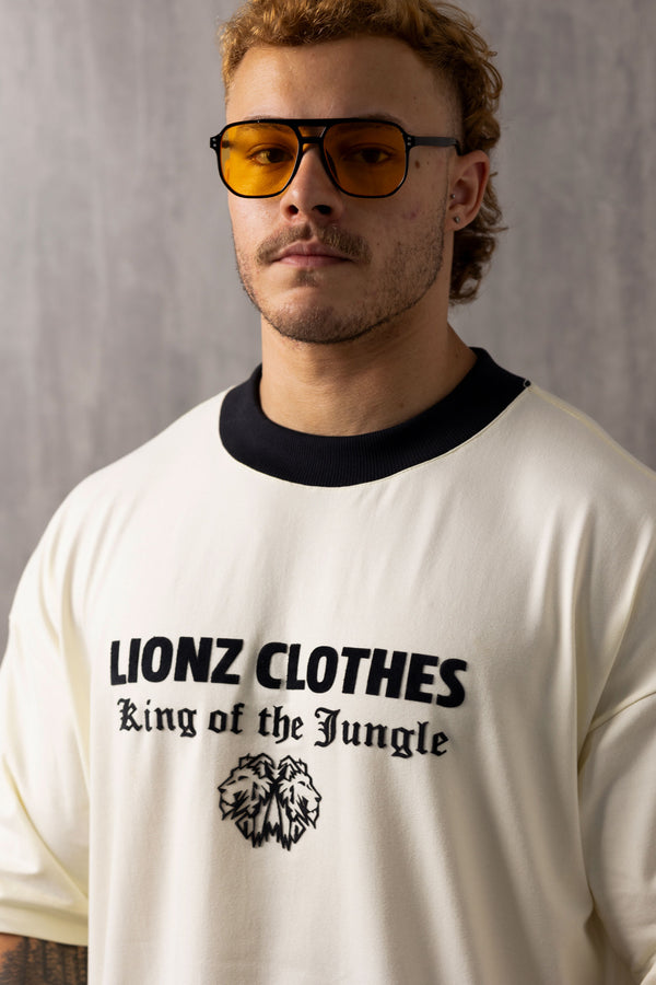 Camiseta Oversized Luxury Veludo - OffWhite&Black