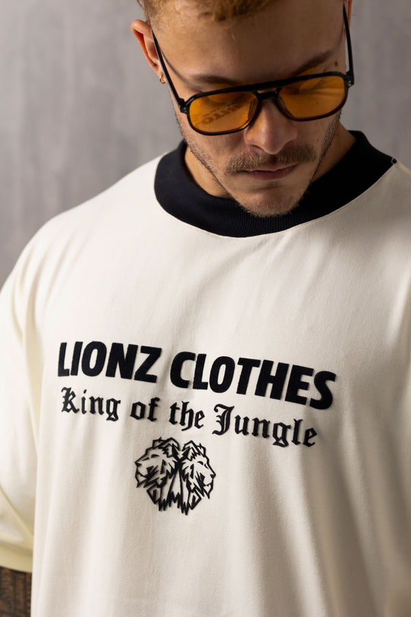 Camiseta Oversized Luxury Veludo - OffWhite&Black