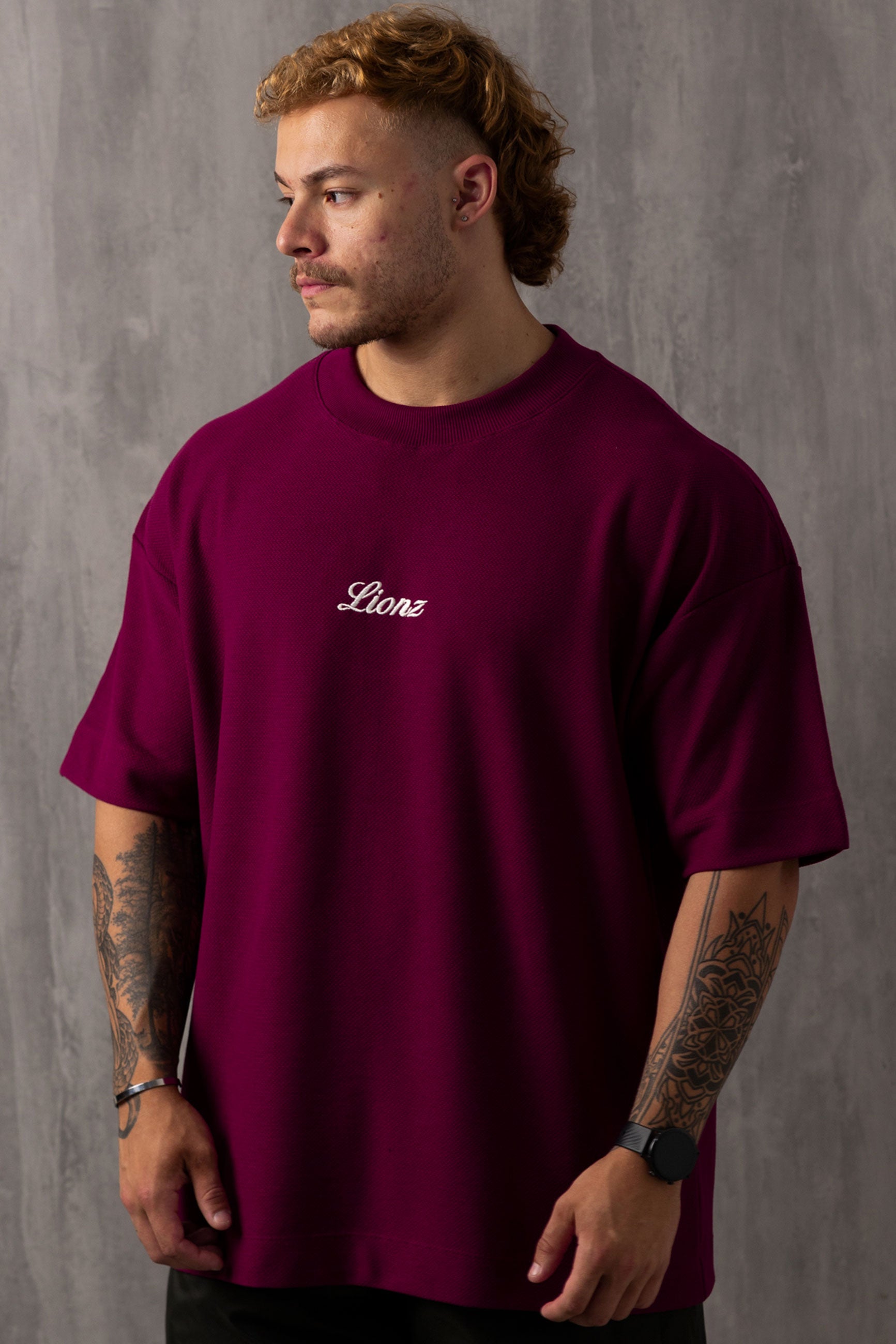 Camiseta Oversized Texturizada - Bordo