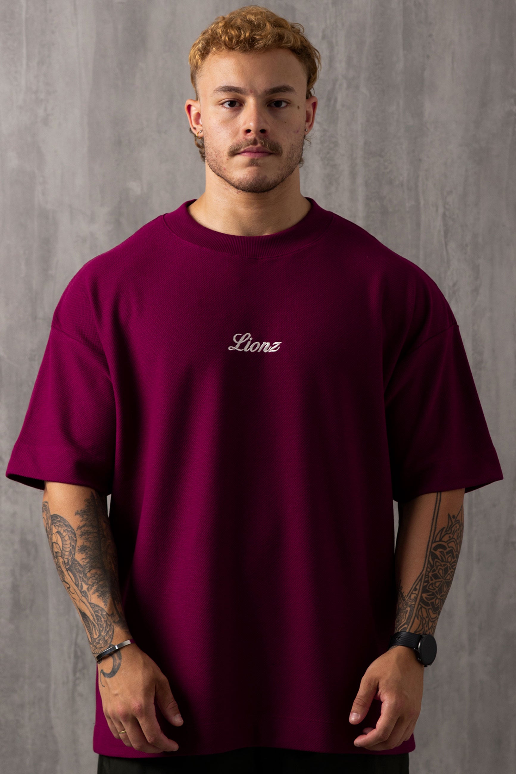 Camiseta Oversized Texturizada - Bordo