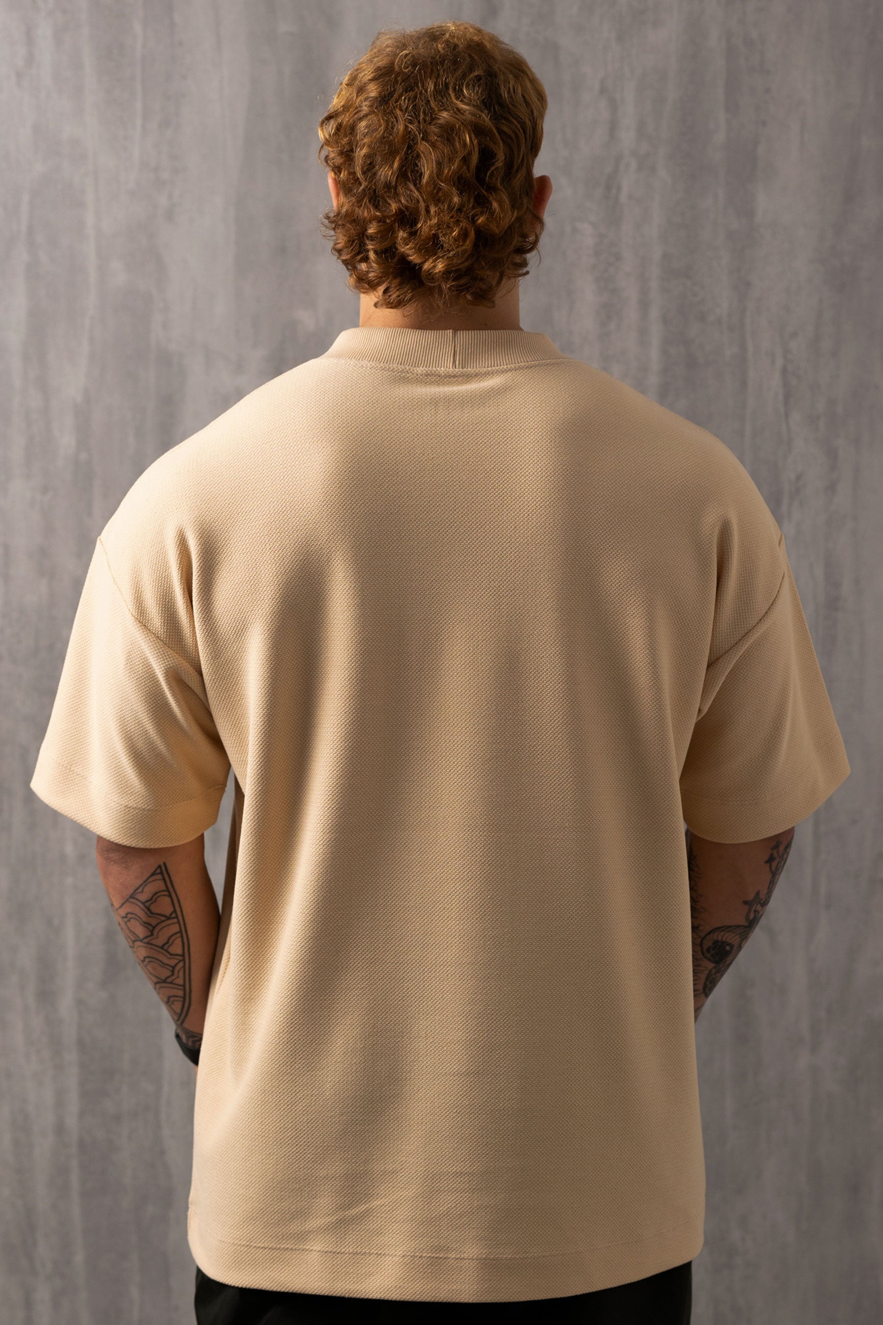 Camiseta Oversized Texturizada - Bege