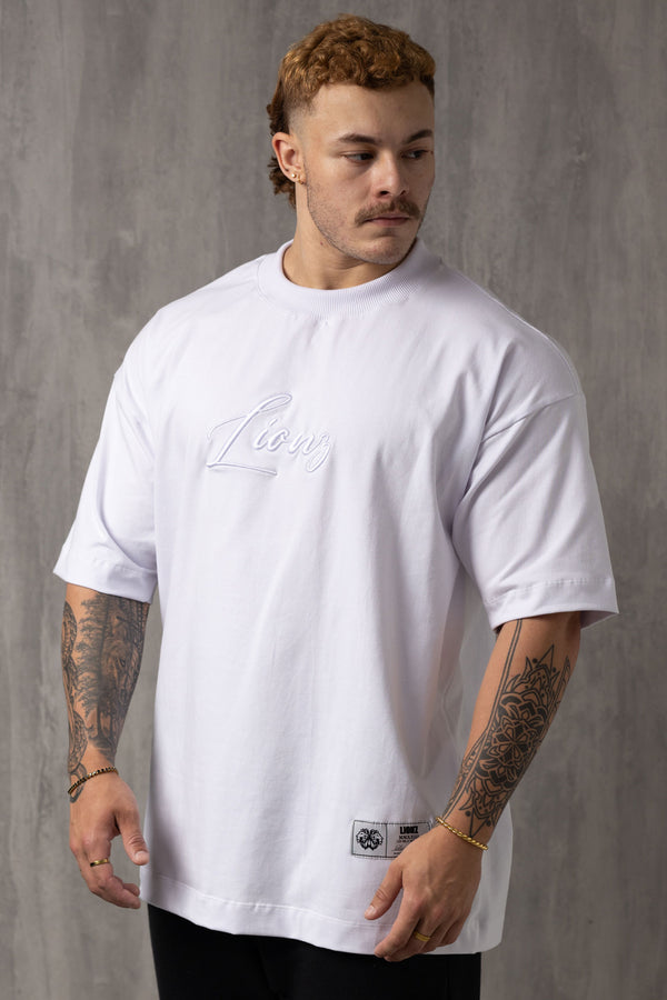 Camiseta Oversized Lionz Bordada - Branca