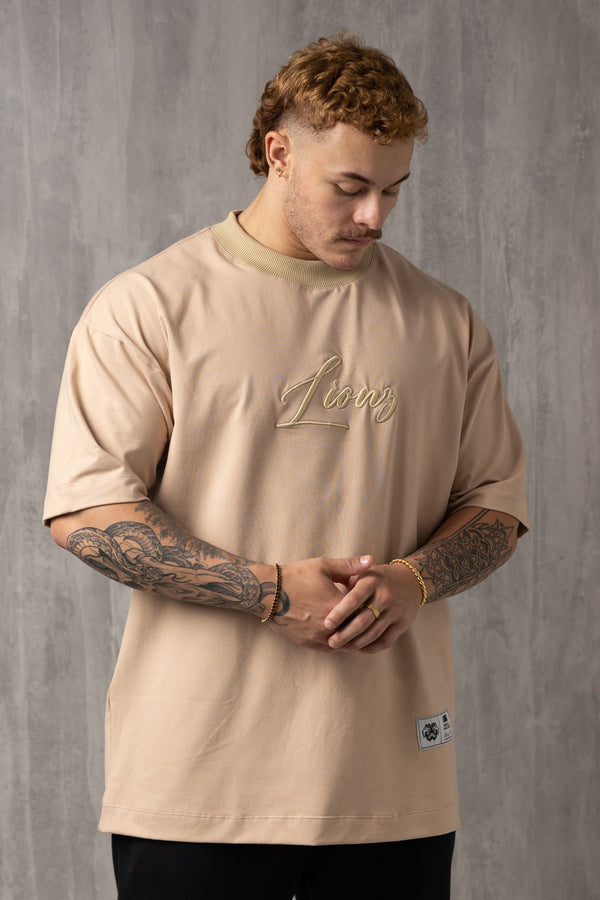 Camiseta Oversized Lionz Bordada - Bege