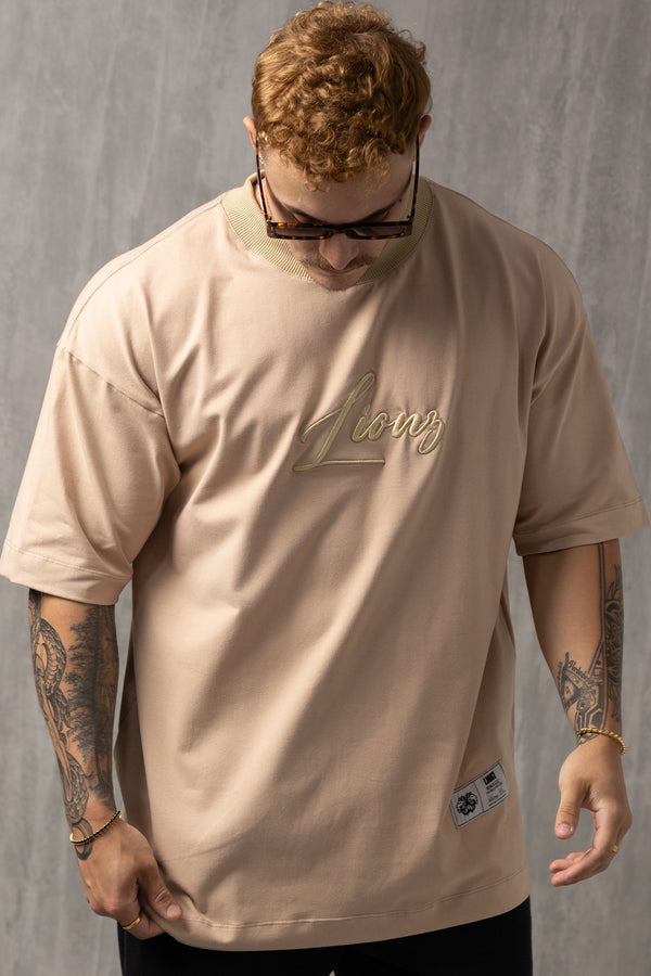Camiseta Oversized Lionz Bordada - Bege