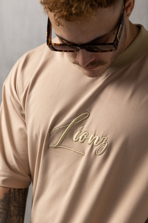 Camiseta Oversized Lionz Bordada - Bege