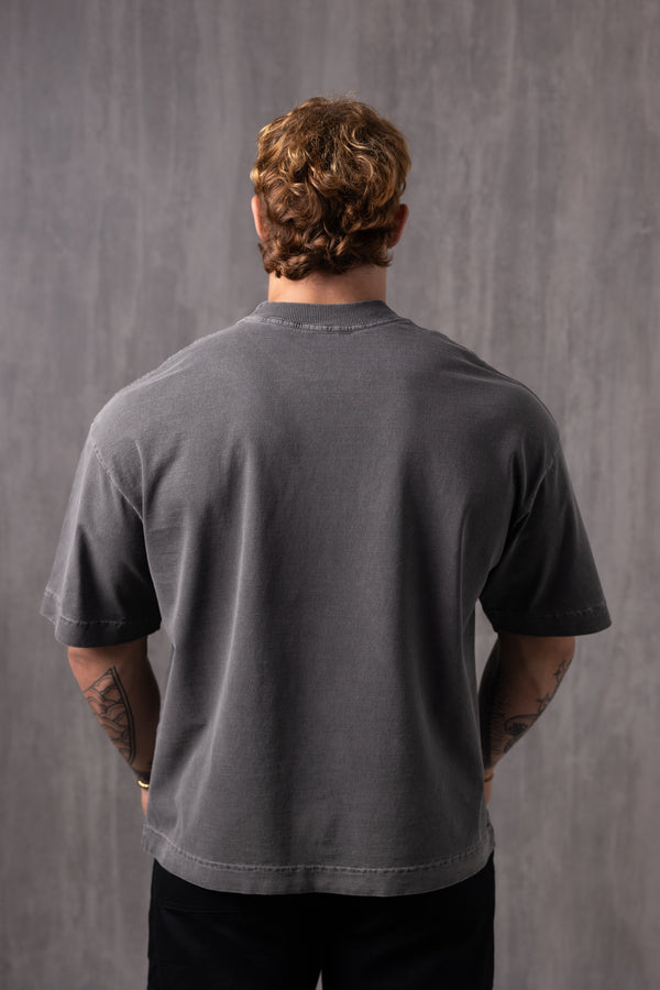 Camiseta Boxy Oversized Rosas - Chumbo