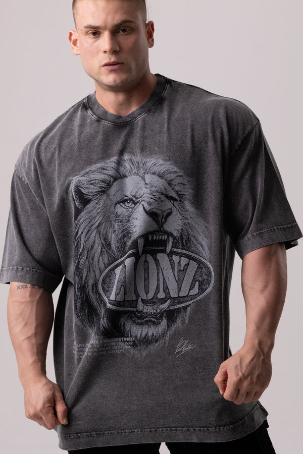 Camiseta Premium Oversized Pingente - Preta Marmorizada