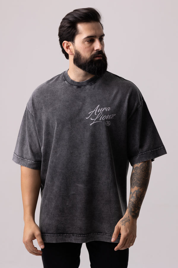 Camiseta Heavy Oversized Aura - Preta Estonada