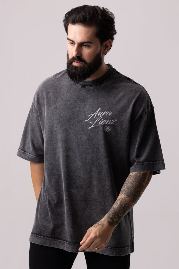 Camiseta Heavy Oversized Aura - Preta Estonada
