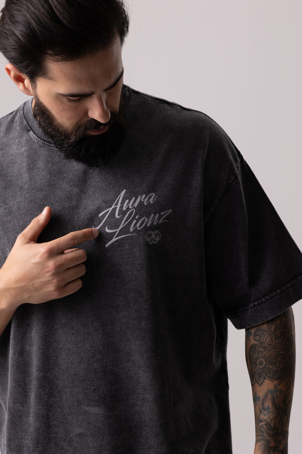 Camiseta Heavy Oversized Aura - Preta Estonada