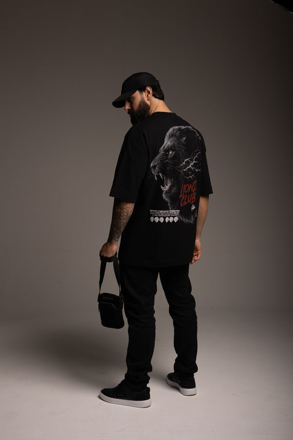 Camiseta Heavy Oversized Lionz Club - Preta