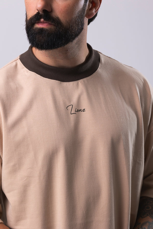 Camiseta Premium Oversized Minimal - Bege&Marrom