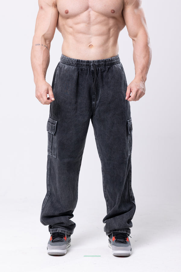 Calça Cargo Jeans - Lionz - Preta Marmorizada