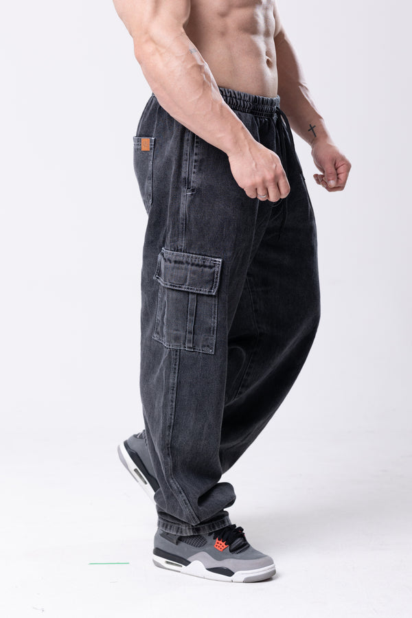 Calça Cargo Jeans - Lionz - Preta Marmorizada