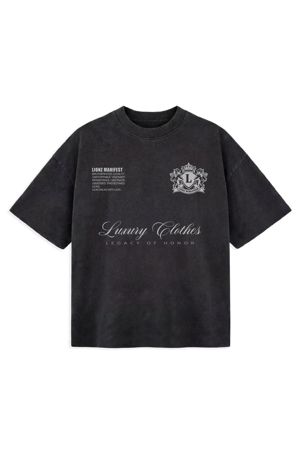 Camiseta Premium Oversized Honor - Preta Marmorizada