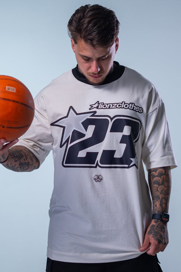 Camiseta Oversized Estrela - OffWhite&Black