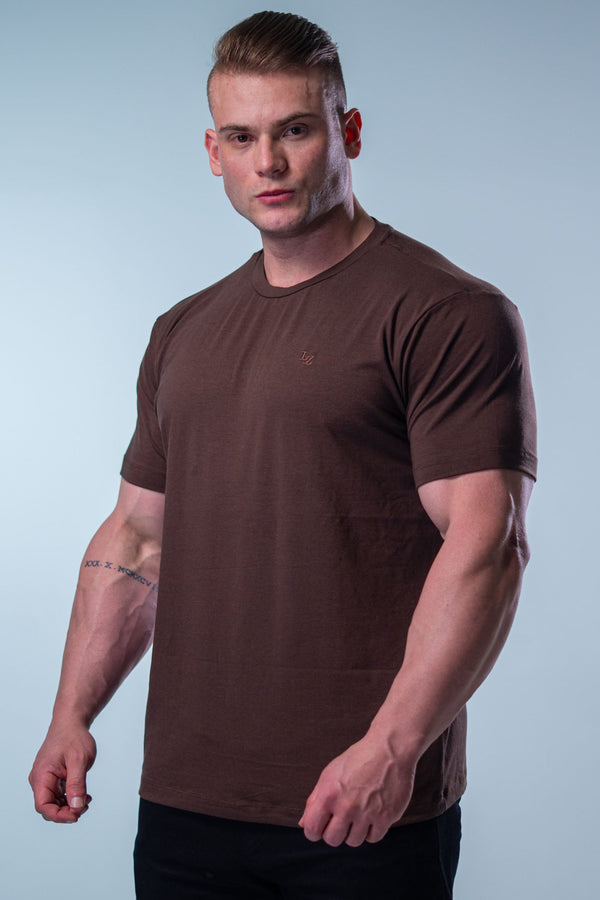 Camiseta Slim Bordada LZ - Marrom