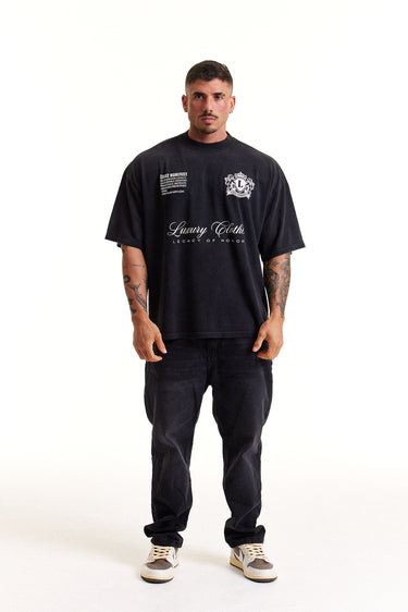 Camiseta Boxy Preto Faded - Honor