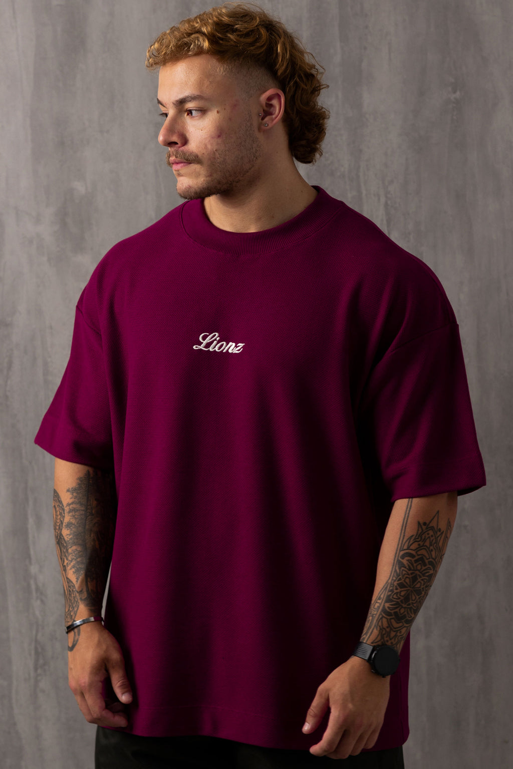 Camiseta Oversized Texturizada - Bordo