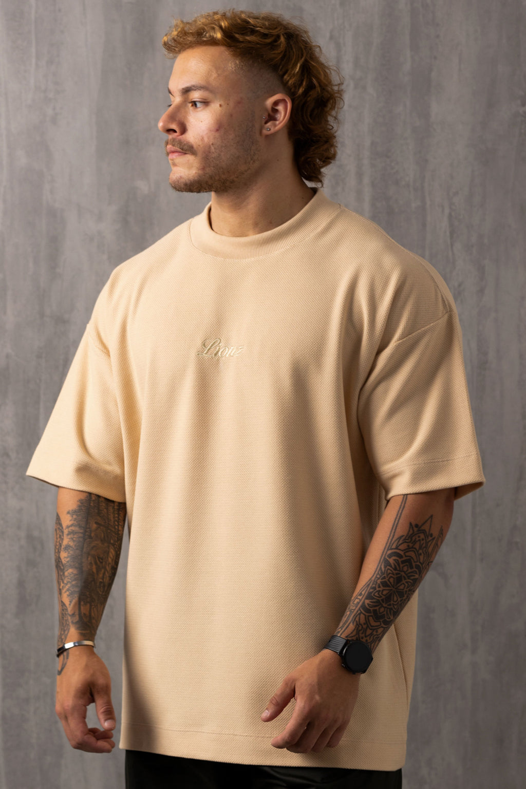 Camiseta Oversized Texturizada - Bege