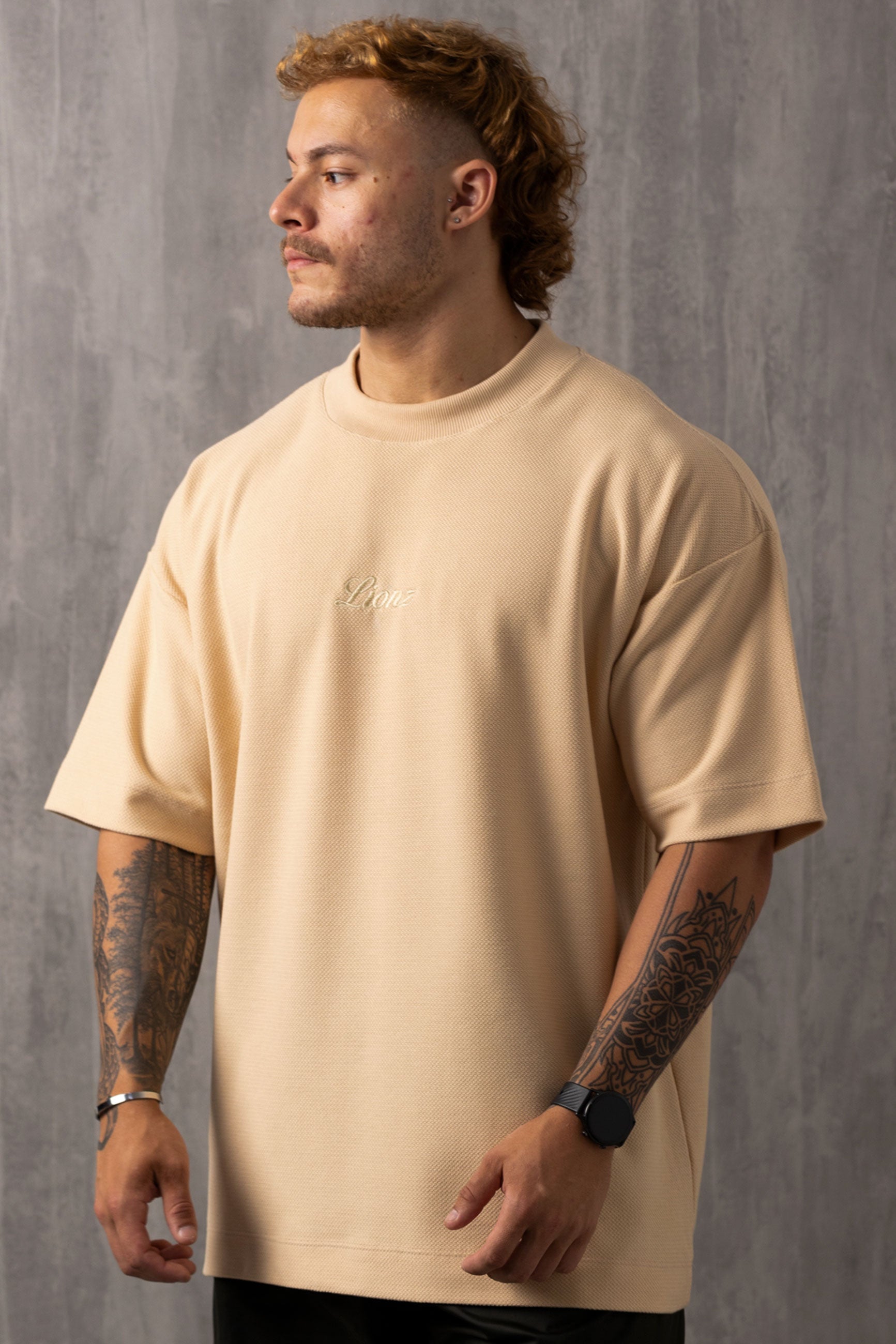 Camiseta Oversized Texturizada - Bege