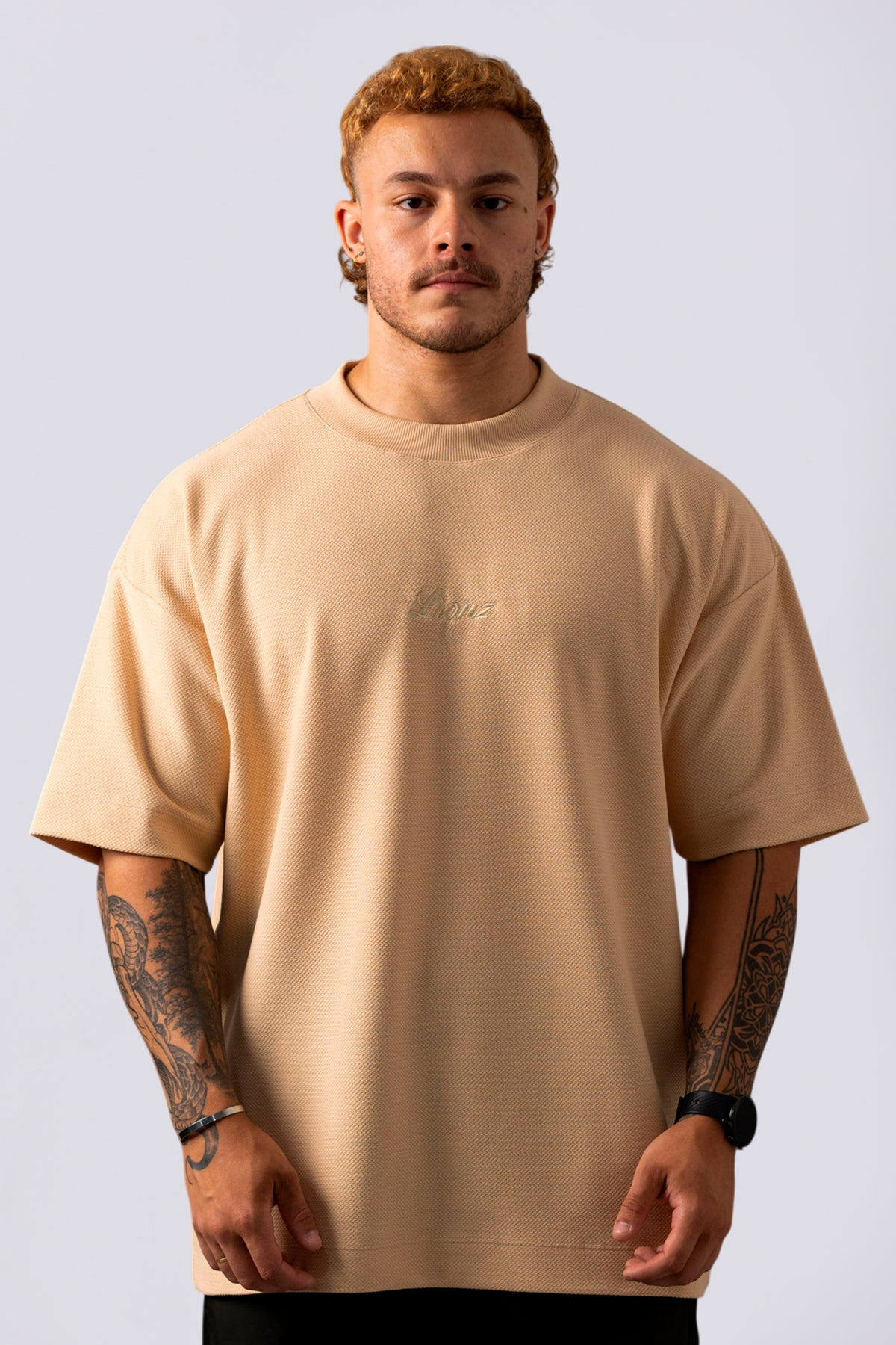 Camiseta Oversized Texturizada - Bege