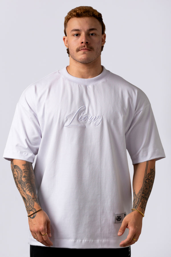 Camiseta Oversized Lionz Bordada - Branca