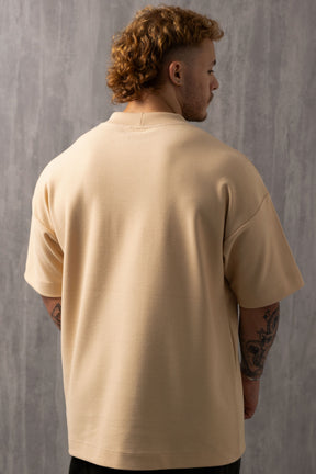 Camiseta Oversized Texturizada - Bege