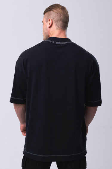 Camiseta Oversized Premium Preta Contraste - LLTK