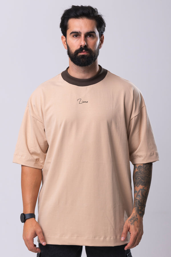 Camiseta Premium Oversized Minimal - Bege&Marrom