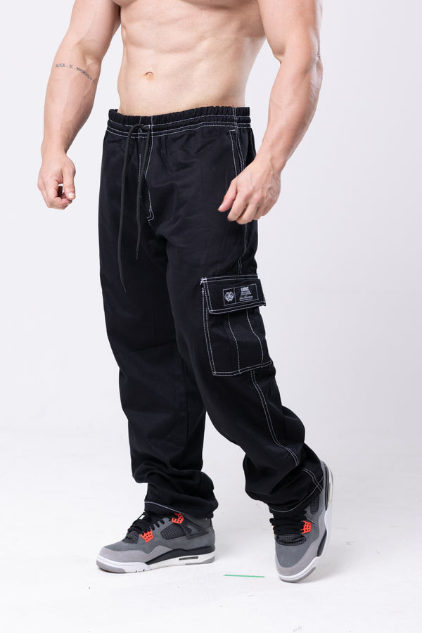 Calça Cargo Sarja Lionz - Preta Contraste
