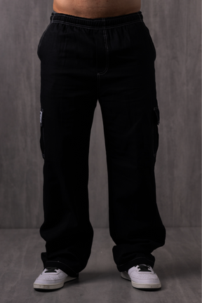 Calça Cargo Sarja Lionz - Preta Contraste