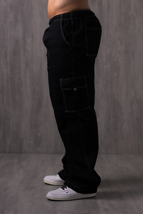 Calça Cargo Sarja Lionz - Preta Contraste
