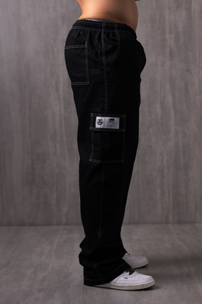 Calça Cargo Sarja Lionz - Preta Contraste