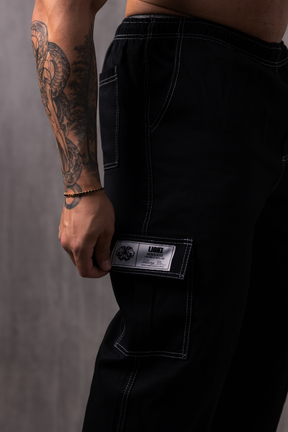 Calça Cargo Sarja Lionz - Preta Contraste