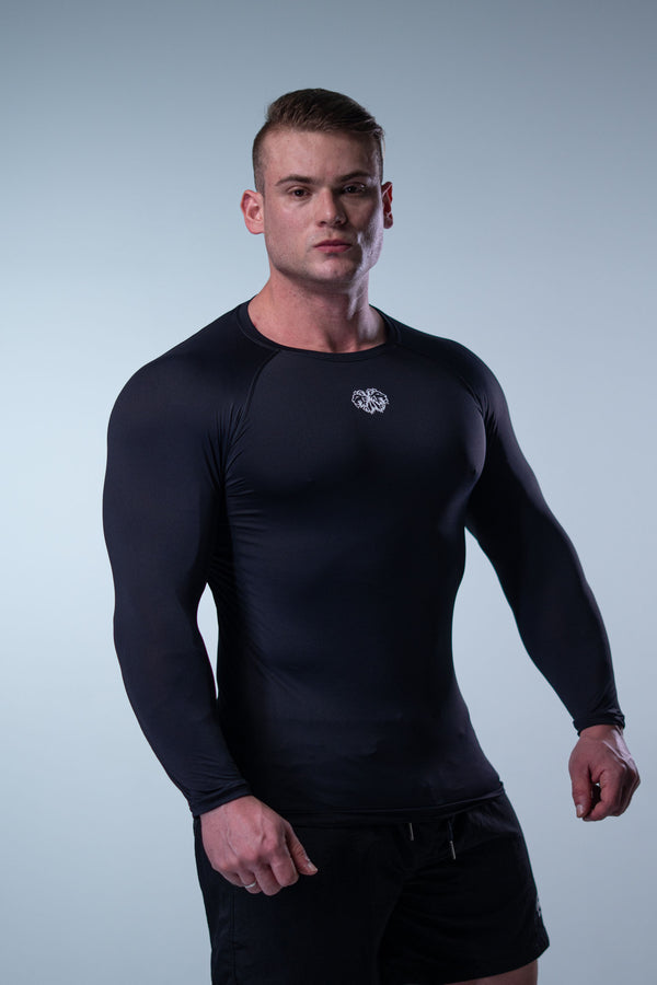 Camiseta Termic Pro Manga Longa Brasão - Preta