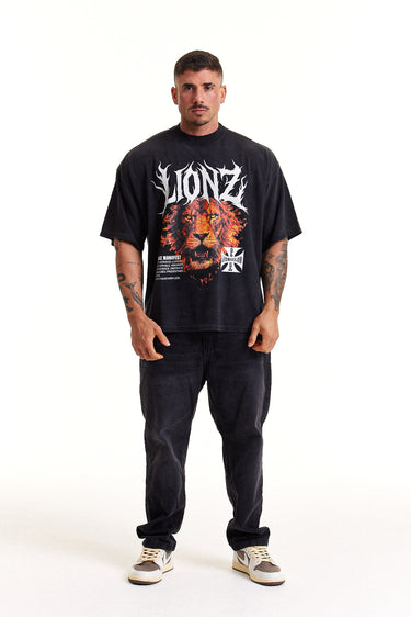 Camiseta Boxy Preto Faded - Flame