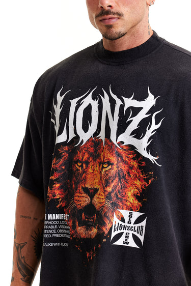 Camiseta Boxy Preto Faded - Flame
