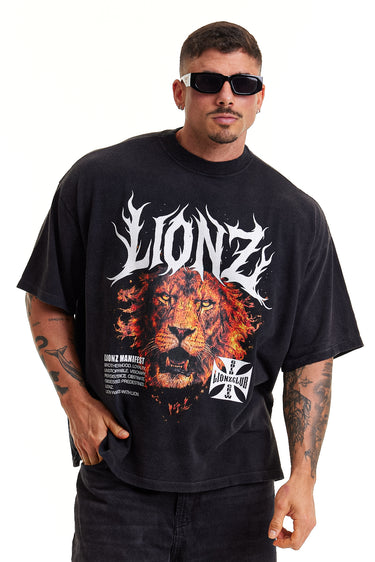 Camiseta Boxy Preto Faded - Flame
